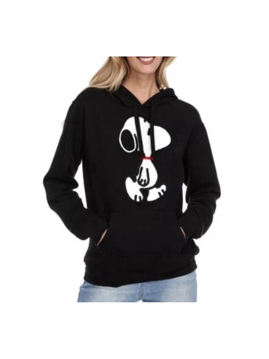 Snoopy Tops - Snoopy Hoodie Sweatshirt Embroidered Licensed Peanuts Women's Black Size M